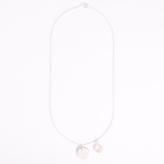 Gem and charm necklace (rose quartz)