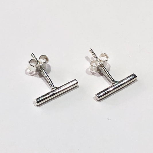 Long silver line studs