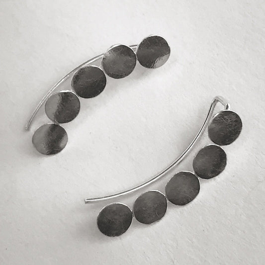 Silver bubble climber earring