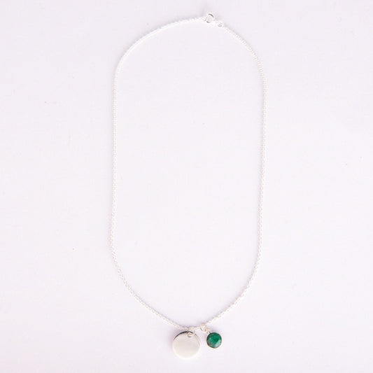 Gem and charm necklace (emerald)
