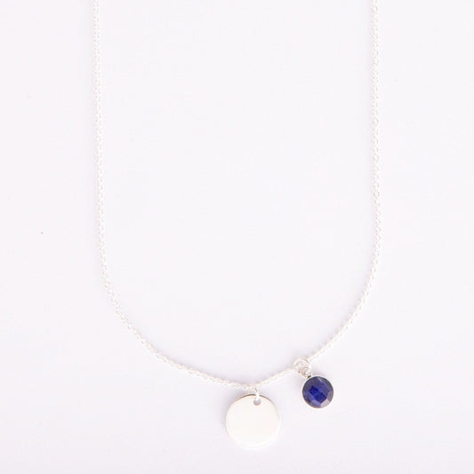Gem and charm necklace (sapphire)