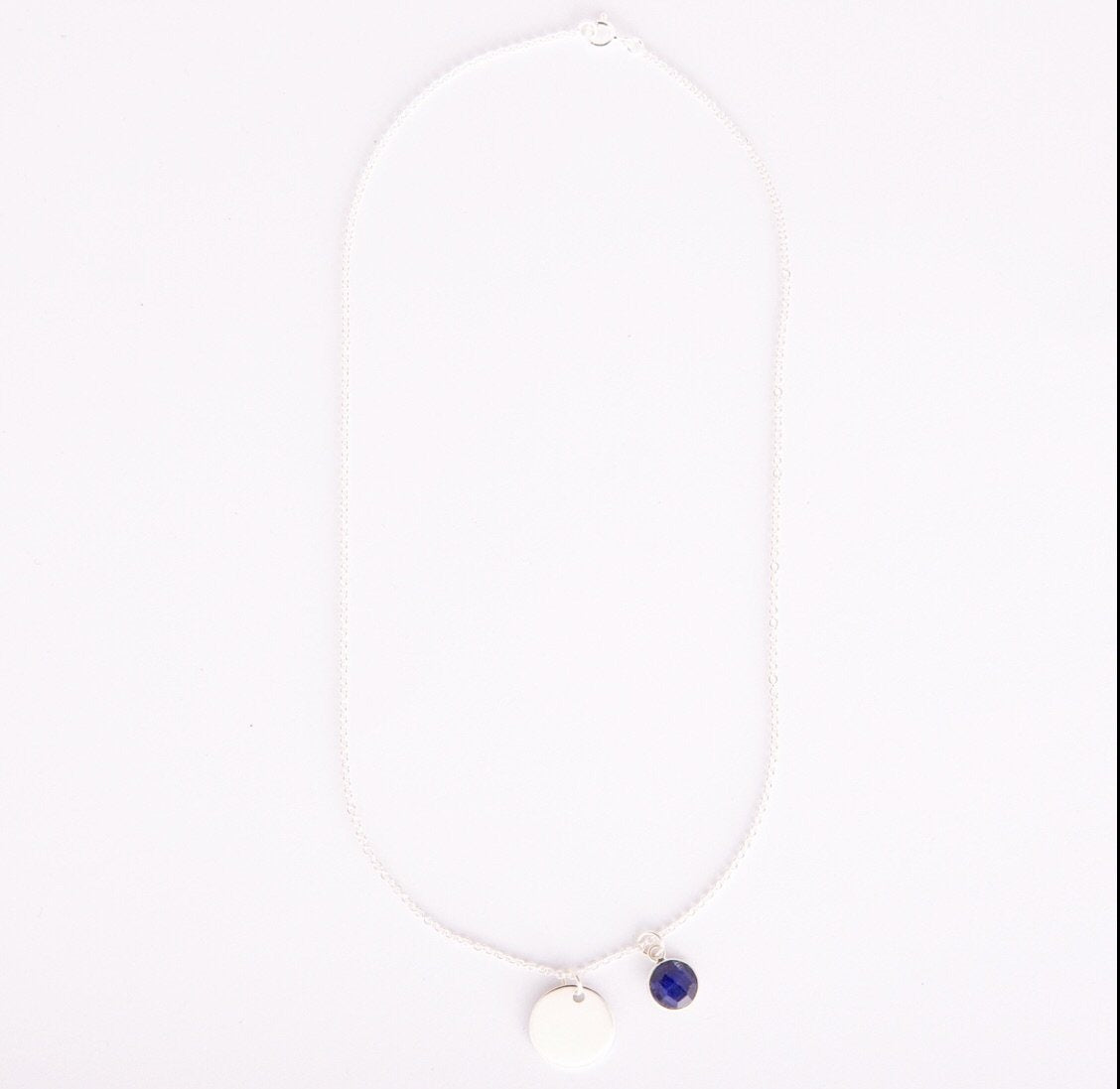 Gem and charm necklace (sapphire)