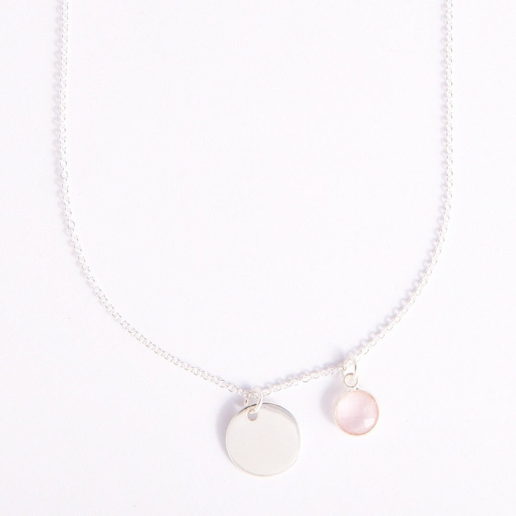 Gem and charm necklace (rose quartz)