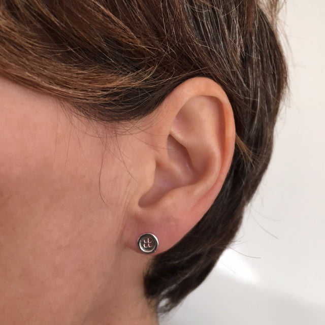 sterling silver button stud earrings
